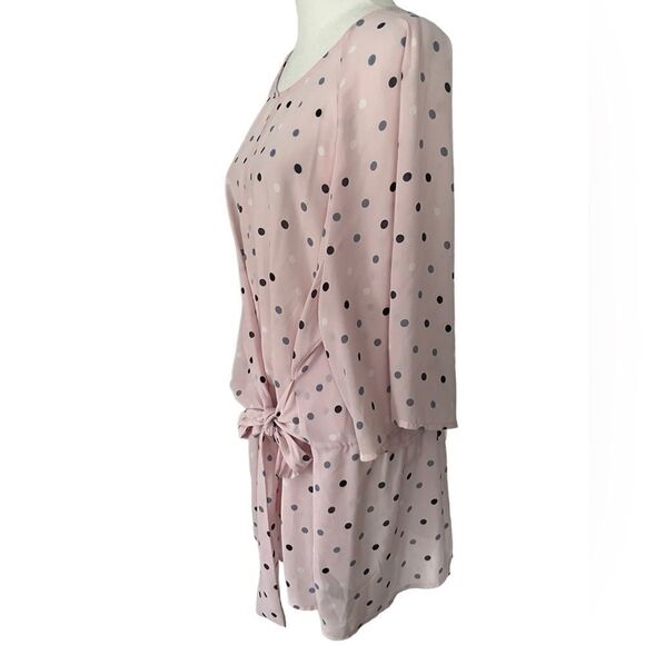 Lane Bryant light pink polka dot tie front tunic size 20 - Picture 6 of 9